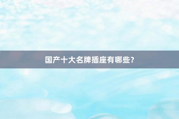 国产十大名牌插座有哪些？